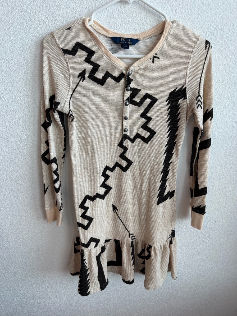 Polo Ralph Lauren Girls Waffle Knit Aztec Dress Large 12-14